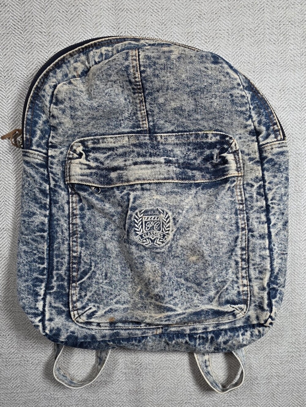 PC Classics Acid Wash Denim Mini Backpack Rucksack Small Distressed